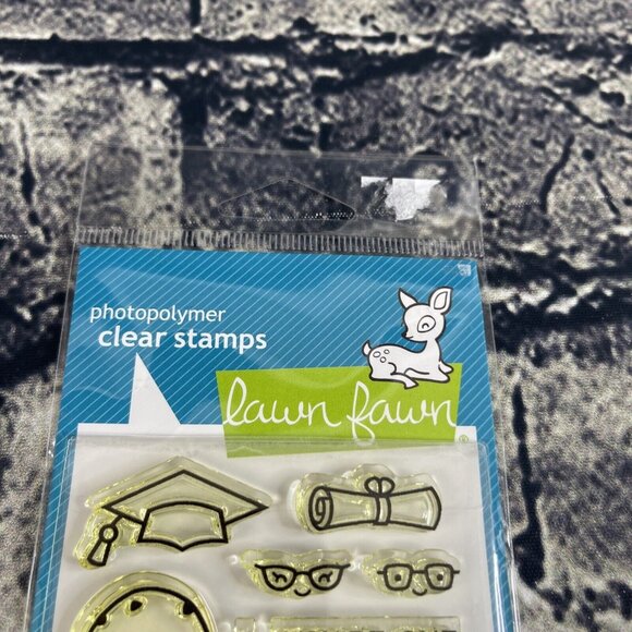 Lawn Fawn Smart Cookie Clear Stamp Set LF1175 School Graduations Clock Glasses - Picture 3 of 6